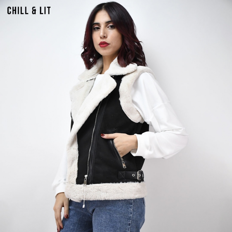 Veste Daim Courte Sans Manches