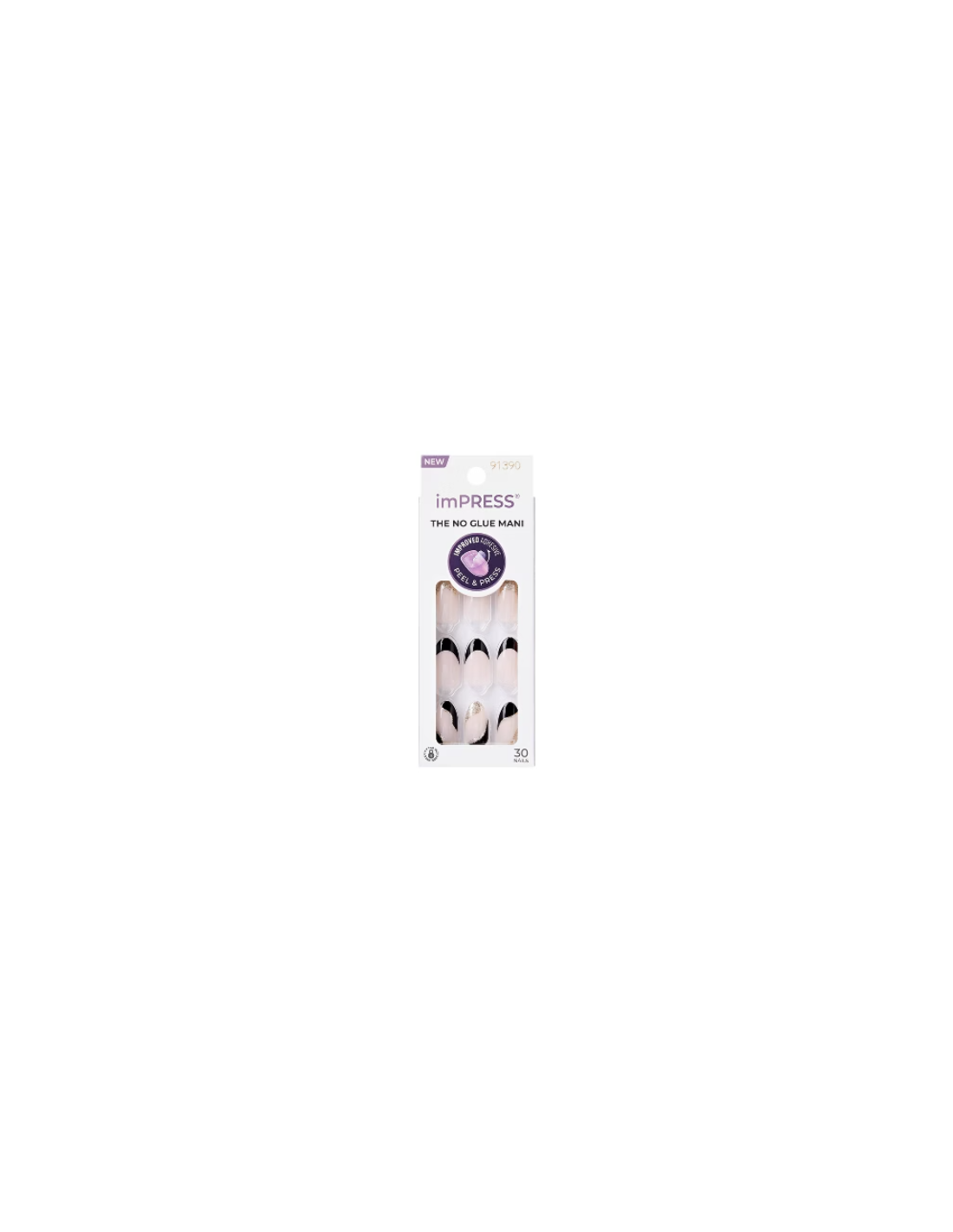 Kiss impress No Glue Gani Mod French 30 Nails IFM04C