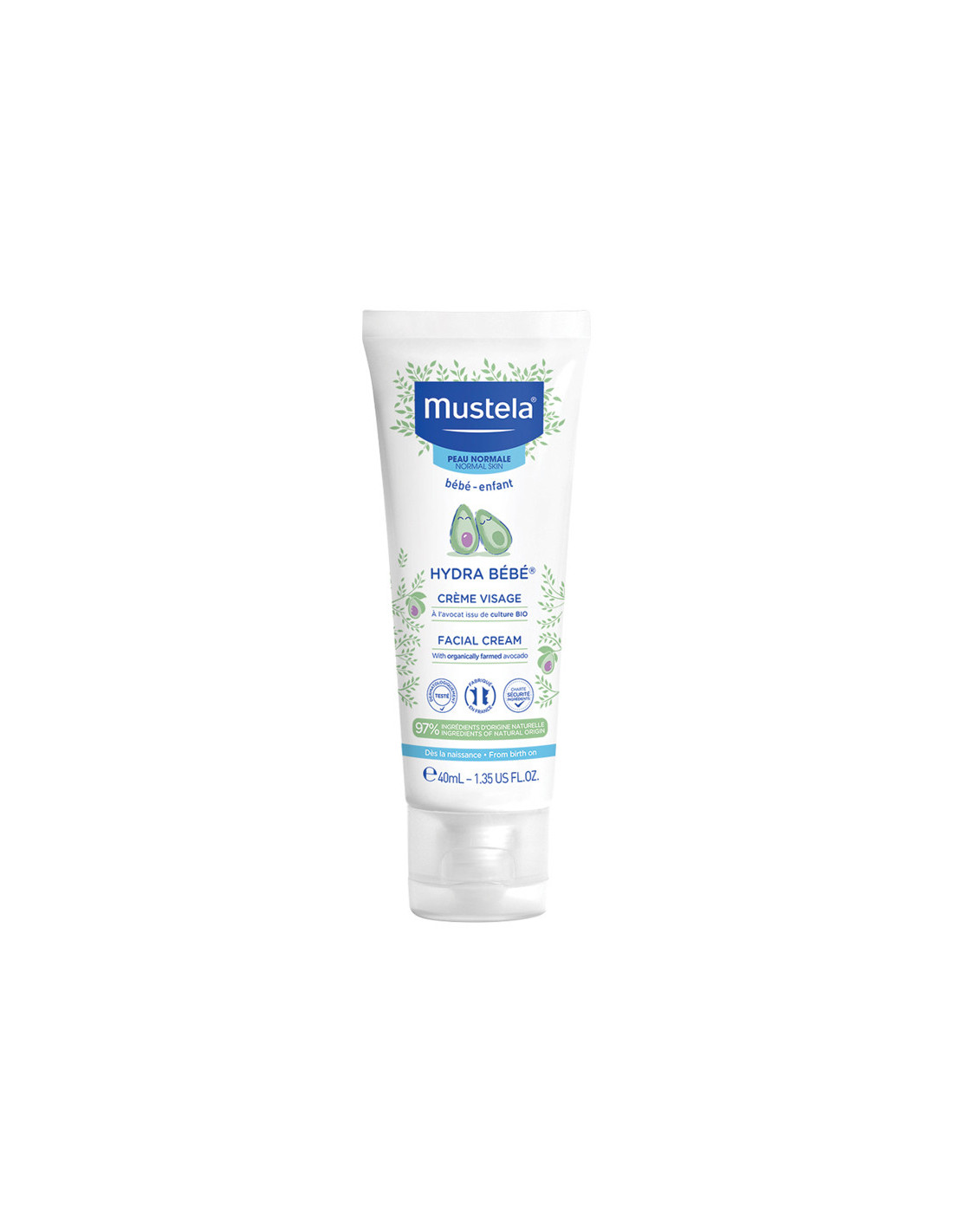 Mustela Hydra bébé crème visage a l'avocat peaux normales