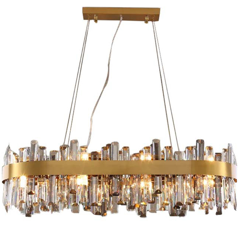 Lustre En Cristal Rectangulaire Diamètre 80 x 35 Cm