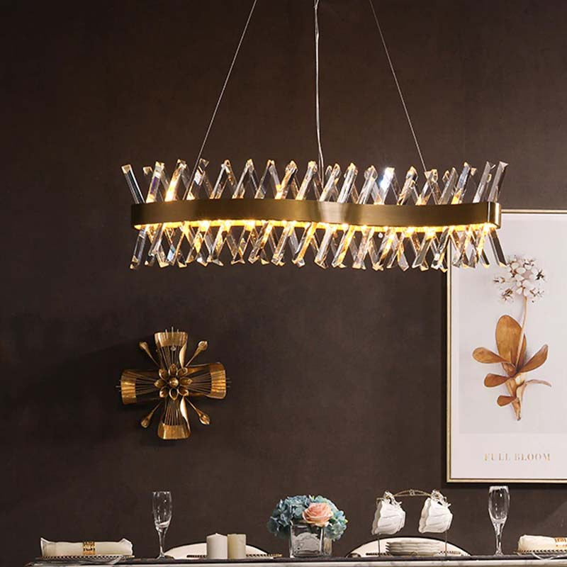 Lustre En Cristal Rectangulaire 100 x 25 Cm