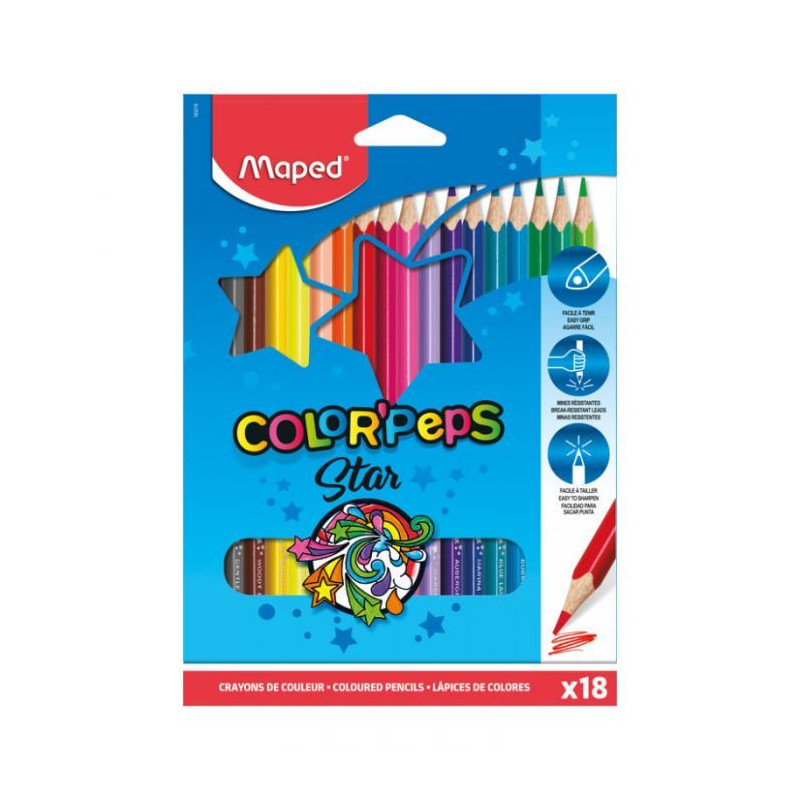 Maped 18 Crayons Couleurs Maped