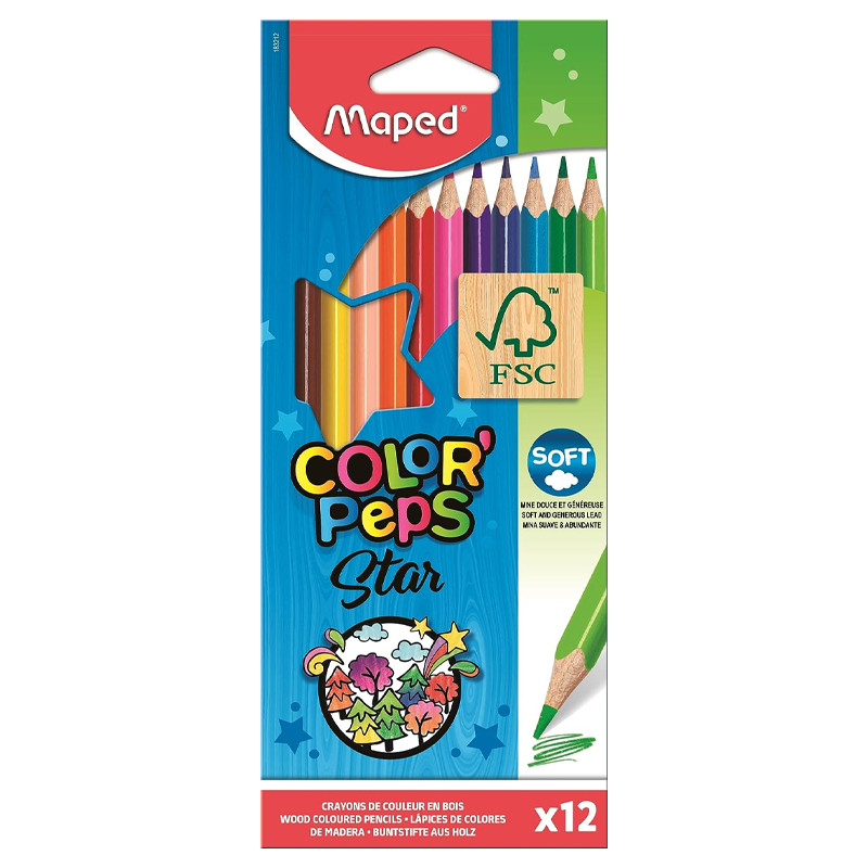 Maped 12 Crayons Couleur'Peps Maped