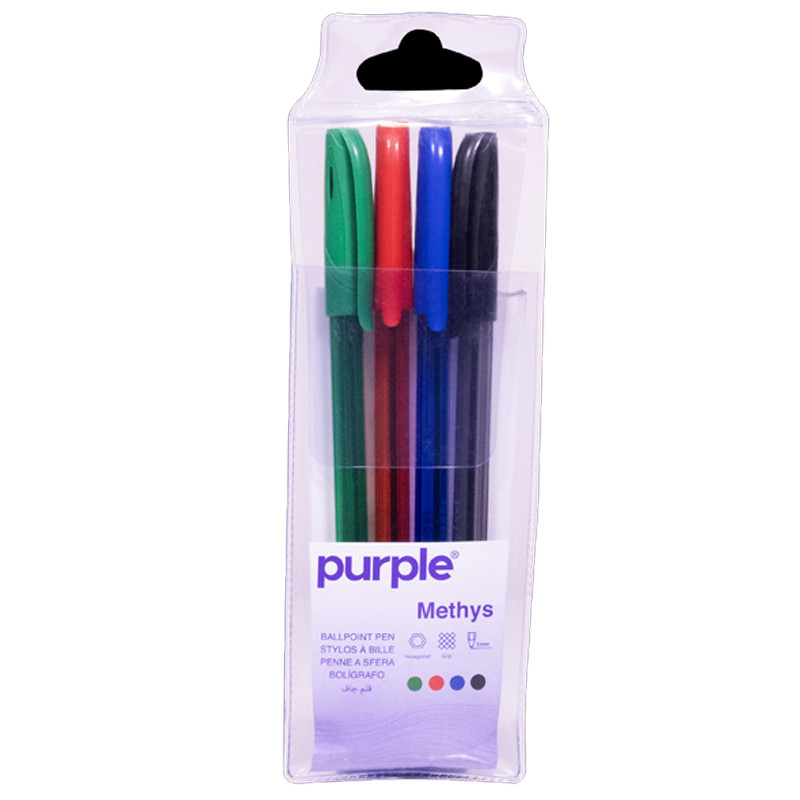 Purple Pochette De 4 Stylos Methys 1mm Assorties