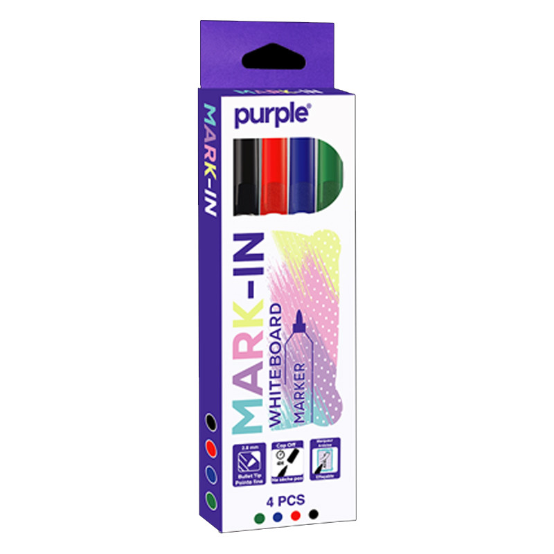 Purple Pack de 4 Marqueurs Ardoise Mark-In Assorties