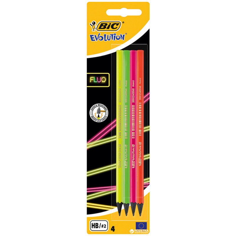 Bic 4 Crayons Bic Evolution Fluo HB