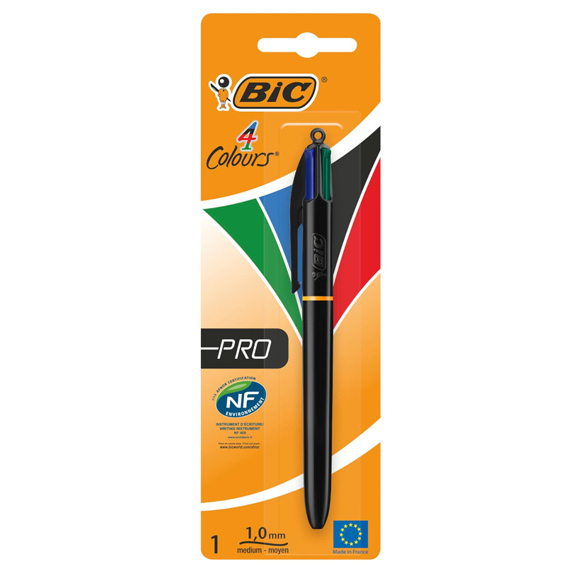 Bic a Bille Rétractable Bic Pro 1mm 4 Couleurs