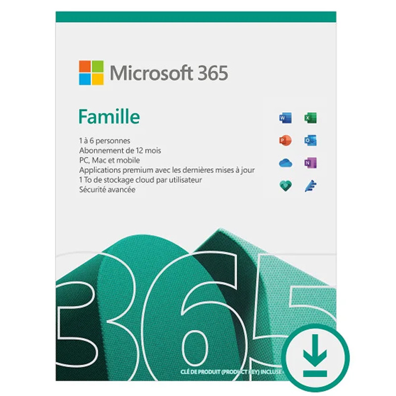 Microsoft Office M365 Famille 6 Utilisateurs ESD 1 An
