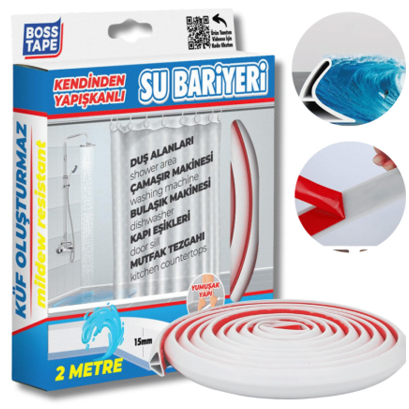 Boss Tape Barrière d'Eau Tape Auto-Adhésif 2m Blanc