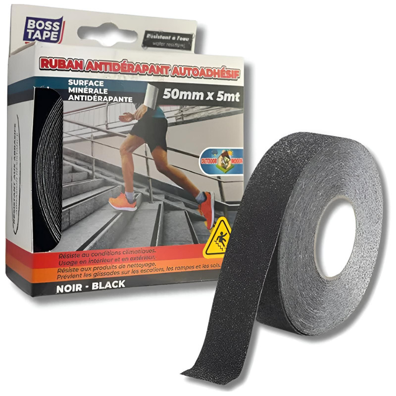 Boss Tape Ruban Antidérapant Tape Auto-Adhésif 5m Noir