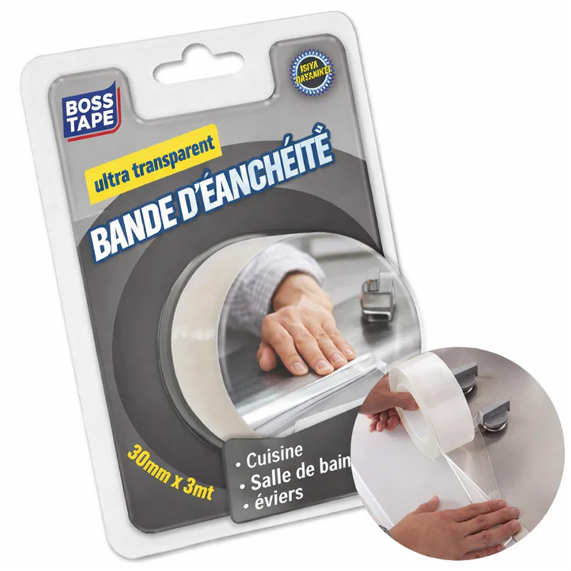 Boss Tape Ruban D’Etanchéité Tape 30 mm x 3m Transparent