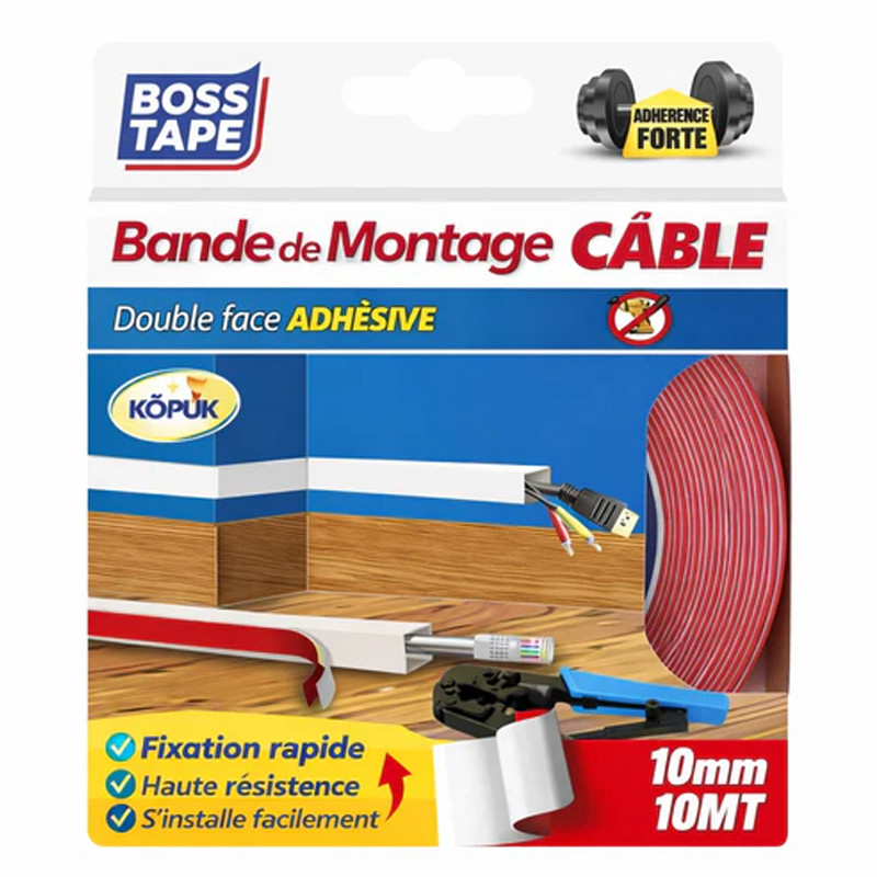 Boss Tape Ruban De Montage Tape Double Face 10m Rouge