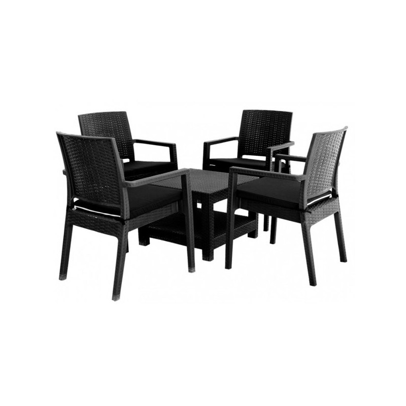 Salon de Jardin LA MARQUISE 4 chaises Coussins + Table
