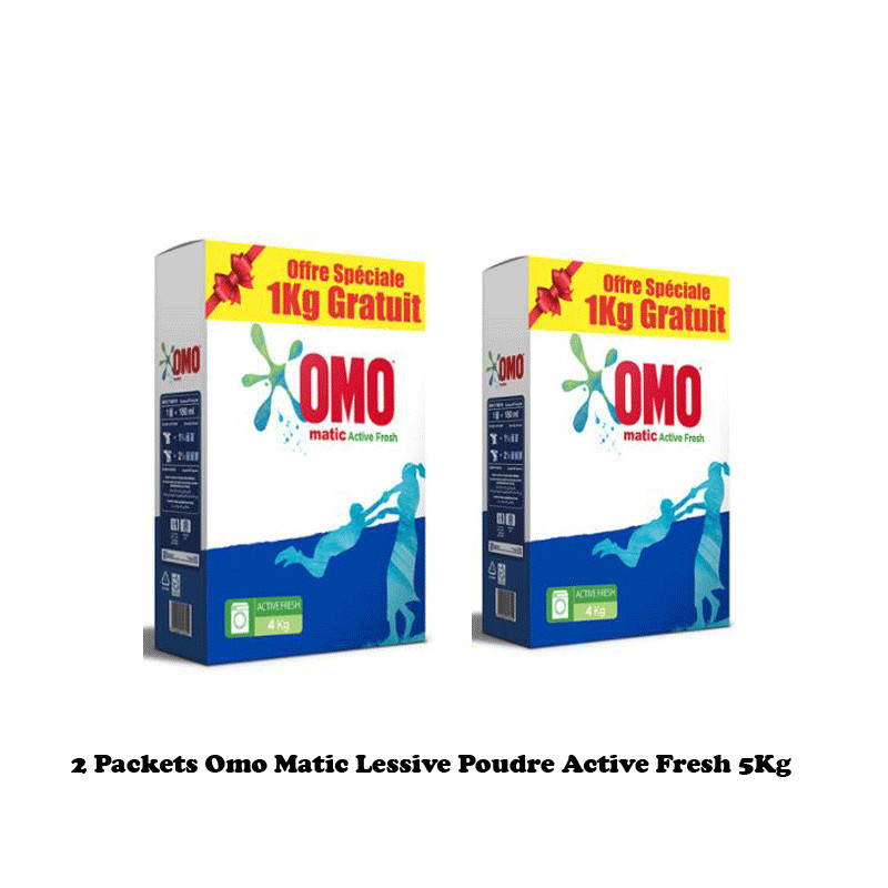 Packets Omo Matic Lessive Poudre Active Fresh 5Kg