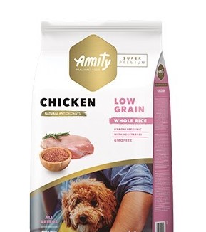 AMITY LOW GRAIN CROQUETTES AU POULET POUR CHIENS SENSIBLES 4 KG