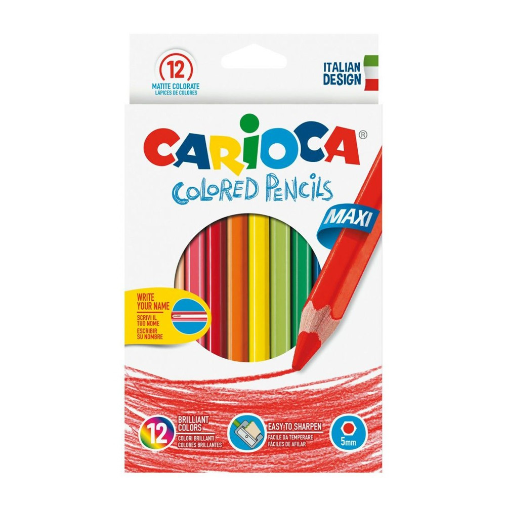 Crayons de couleur géants hexagonaux, 12 pastels Carioca