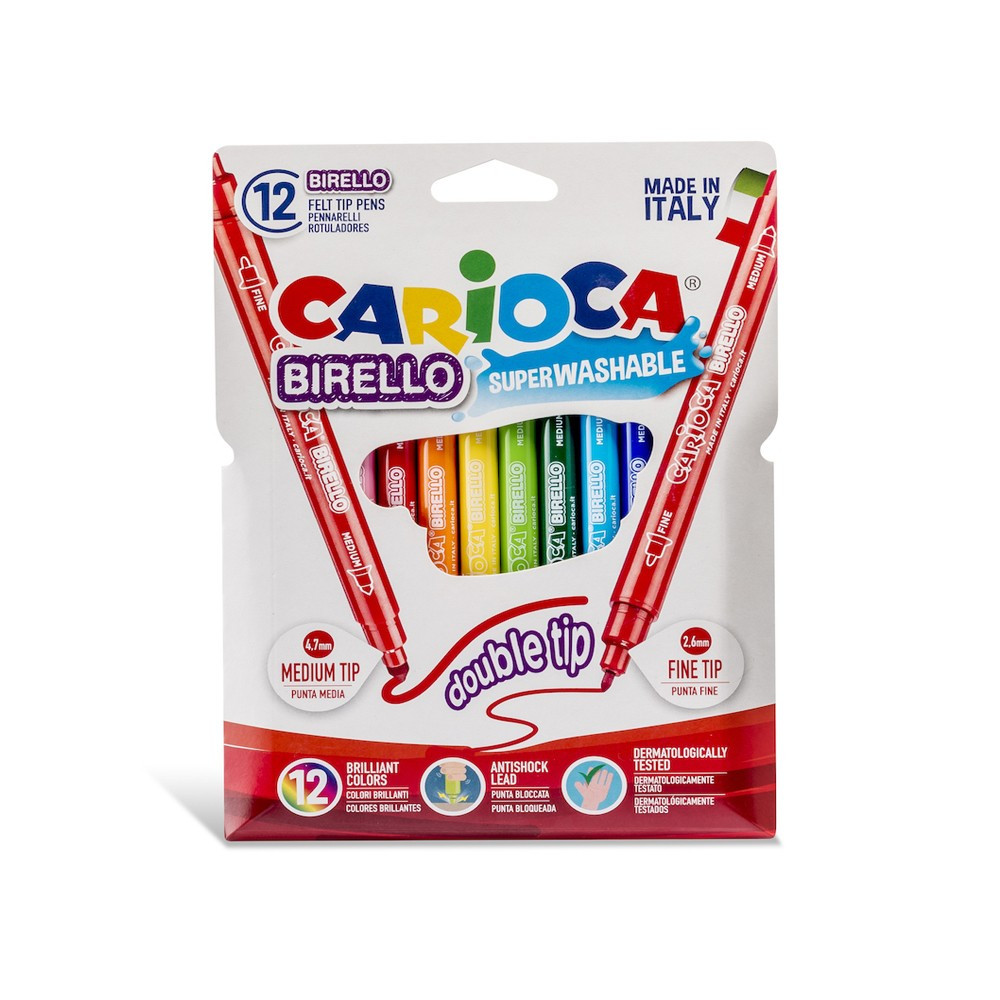 Feutres Double Pointe Birello 12 Pcs -Carioca