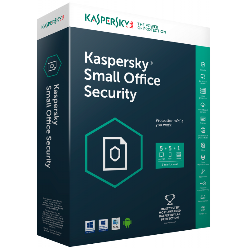 KASPERSKY SMALL OFFICE SECURITY 8.0 5P+ 1 SERVEUR