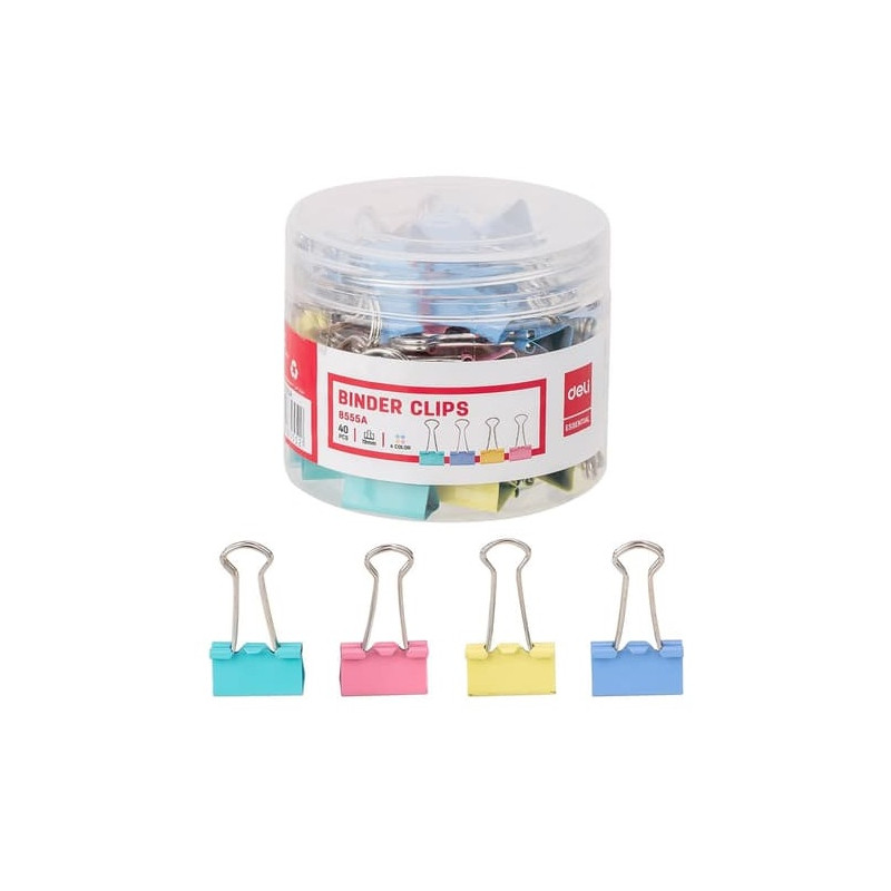 TUBE 40 BINDER CLIP 19MM COULEUR ASSORTIS