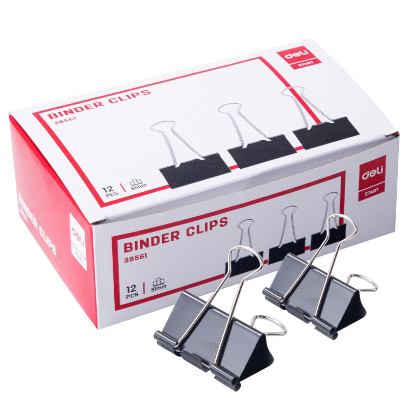 PAQUET DE 12 BINDER CLIP DELI 51MM