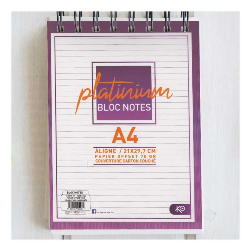 Bloc Note KO WIRO Platinum A4 à Ligne