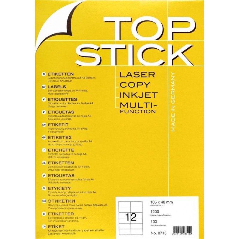 Etiquettes HERMA TOP STICK A 105 x 48 mm