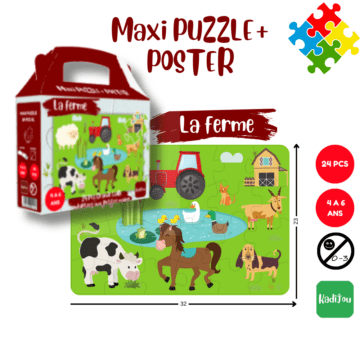 Maxi Puzzle + Poster La Ferme (24 pièces 3 à 5 ans