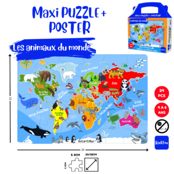 Puzzle + Poster La carte du monde 3 à 5 ans