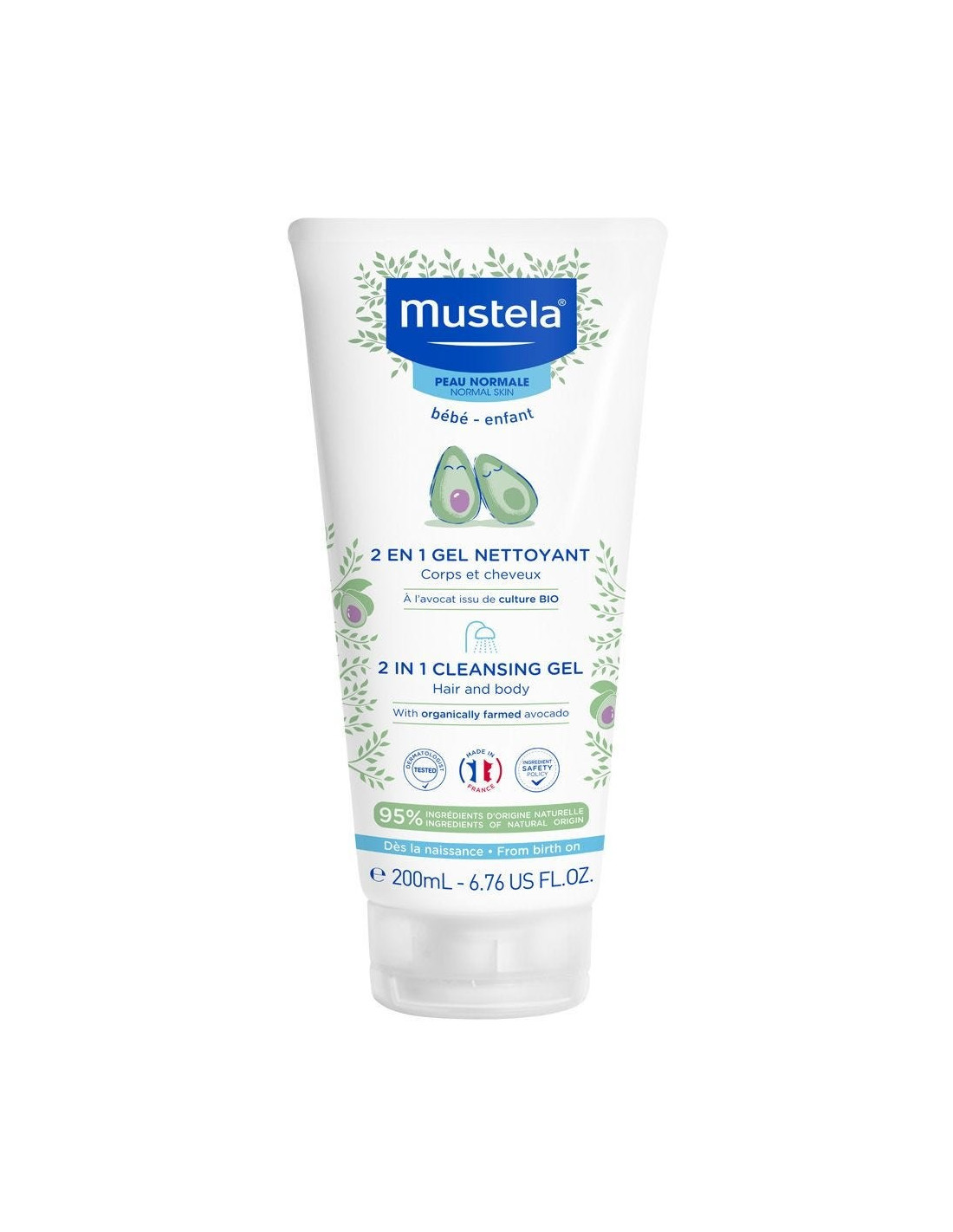 Mustela nettoyant 2 en 1 à l'avocat peaux normales