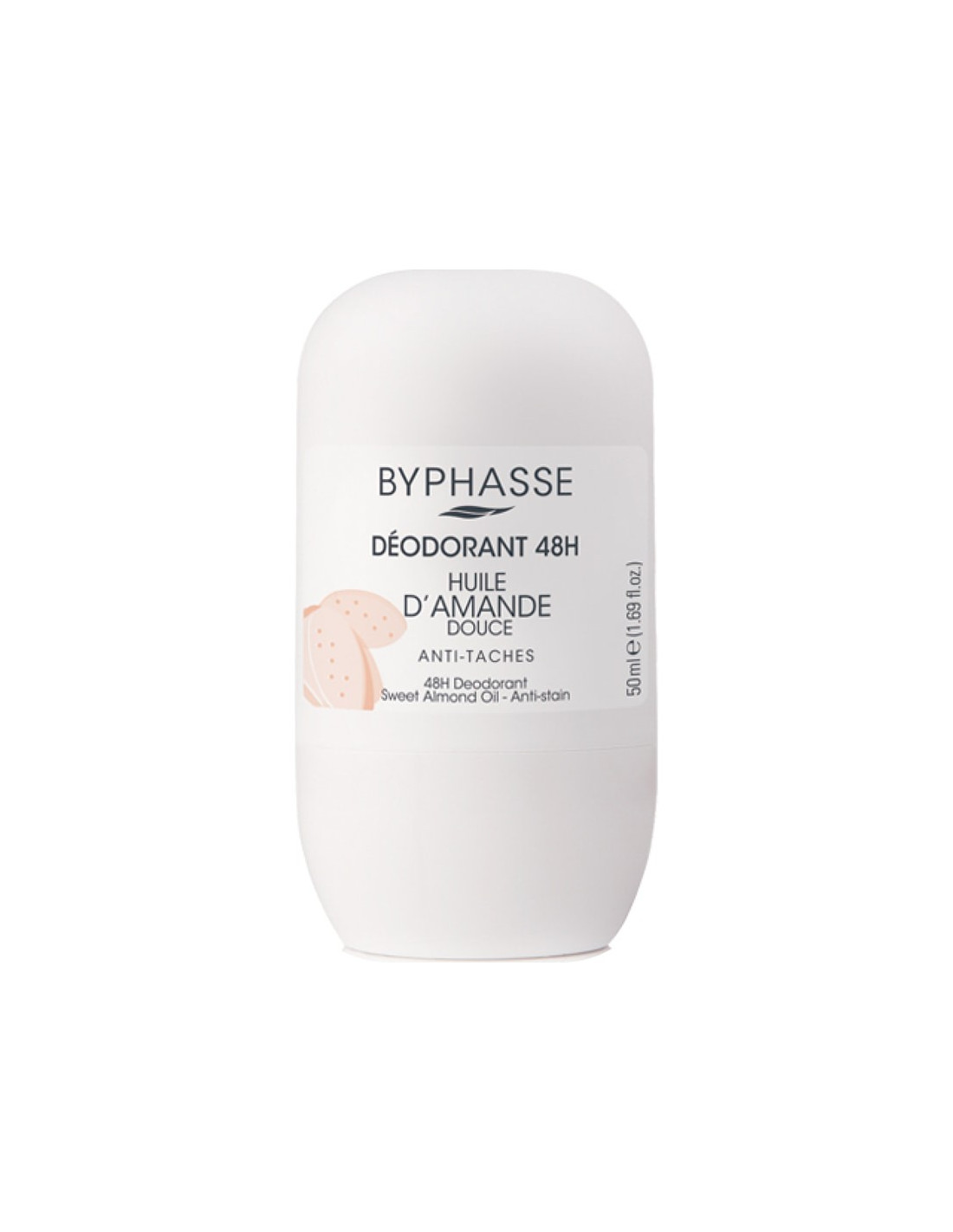 Byphasse Déodorant roll-on 48h huile d'amande douce anti-taches