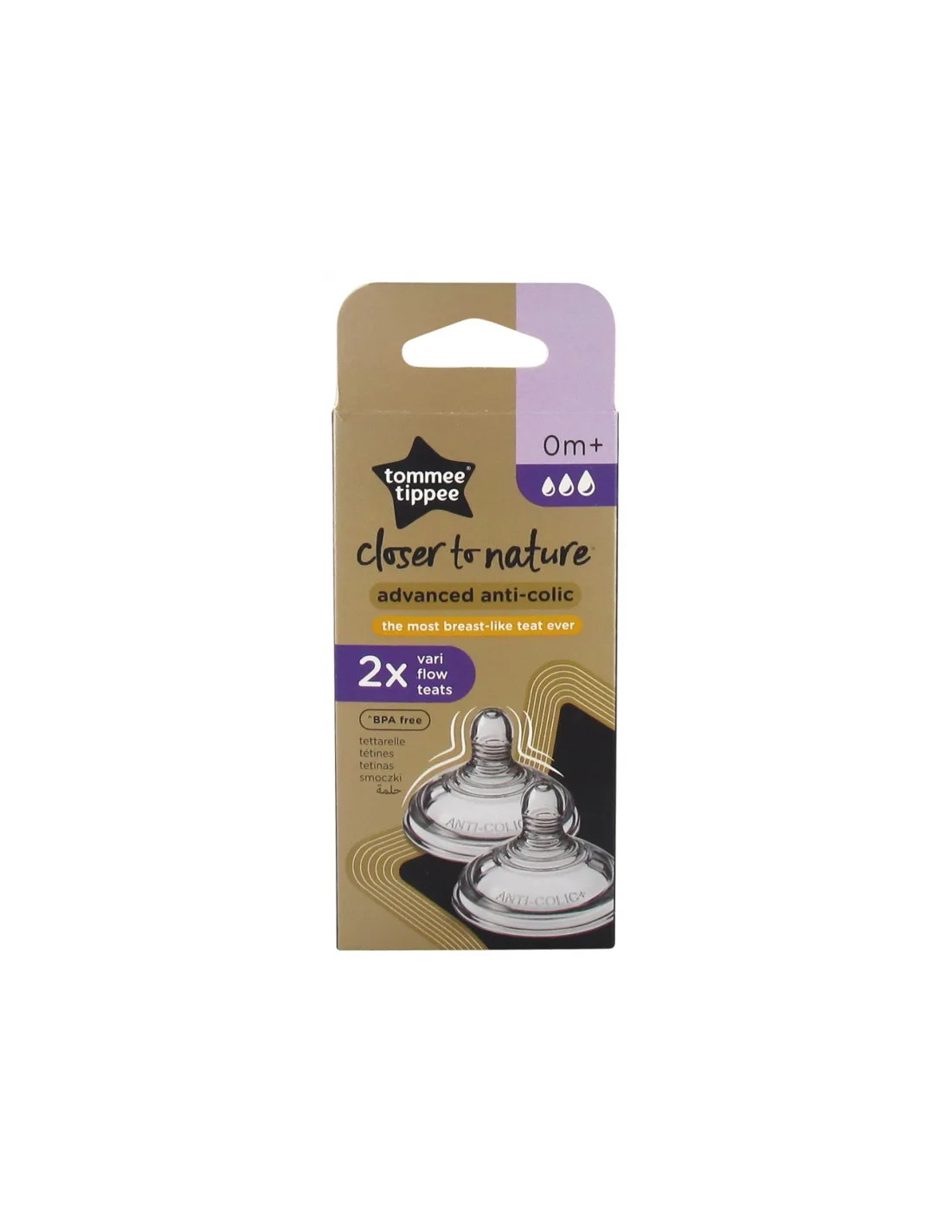 Tommee Tippee anti-colique avancé 2 tétines débit variable 0 mois +