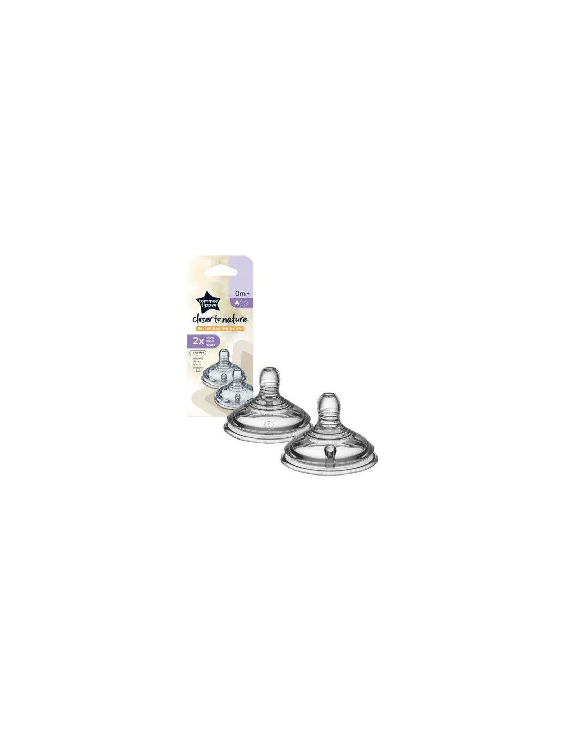 Tommee Tippee 2 tétines closer to nature débit lent 0M+