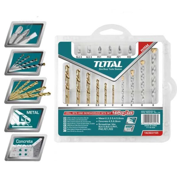 Jeu de forets embouts de tournevis 16pcs TACSD3165 TOTAL