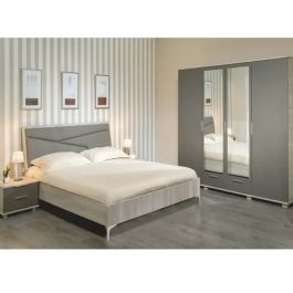 Chambre Adulte CAPRI 190x160cm 4 Portes Chêne Brut Moka