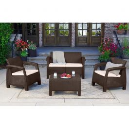 Salon Carthage Pour Terrase 4 Piéces Marron