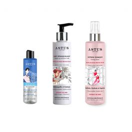 Coffret ASTUS Lait Démaquillant + Lotion Tonique + Démaquillant Triphasé Yeux
