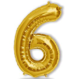 Ballon Anniversaire Chiffre 6 Doré