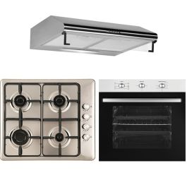 FRANCO Four Encastrable + Plaque de Cuisson + Hotte Inox
