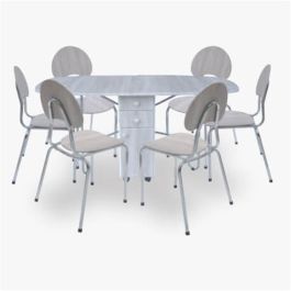 SOTUFAB Salle A Manger Rabattable A Tirroir + 6 Chaises