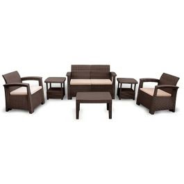 Salon de jardin SOFPINCE Syphax 4 places Marron