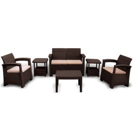 Salon de jardin SOFPINCE Syphax 4 places Dark Marron