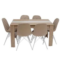 Salle a Manger SOTUFAB FLORA + 6 Chaises Rivera Noisette