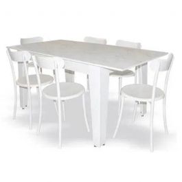 Salle a Manger SOTUFAB Extensible + 6 Chaises SPOT Marbré