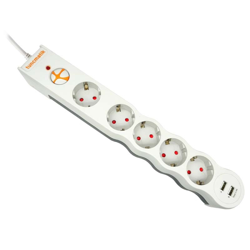 Tuncmatik Multiprise Tuncmatik Powersurge 5 Prises + 2 USB 1.5 M