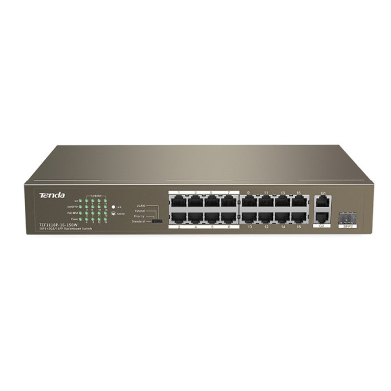 Tenda De Bureau Tenda TEF1118P-16-150W 16 Ports 10 100Mbps Marron