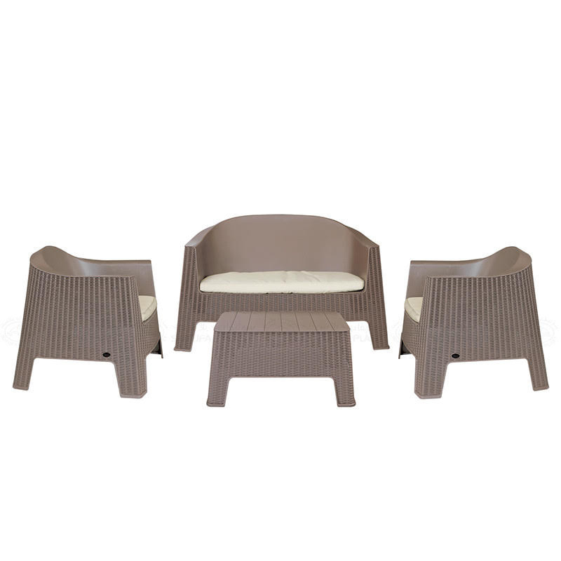Sotufab De Jardin Sotufab Monaco + 2 Tabourets Coffre Taupe