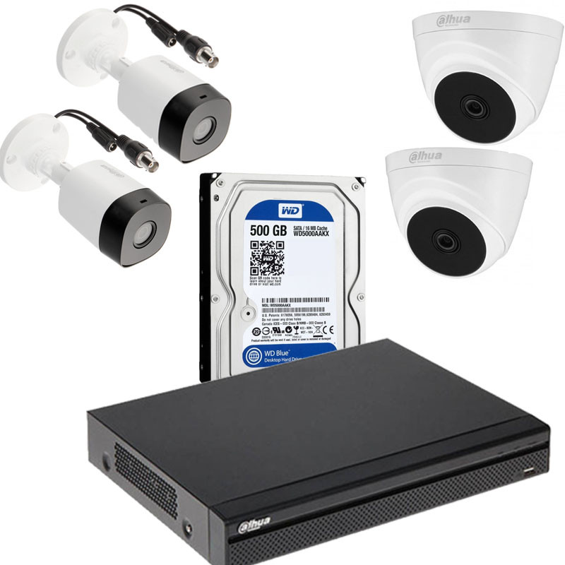 DAHUA 4 Caméra De Surveillance 2MP HD + DVR 4 Channel + Disque