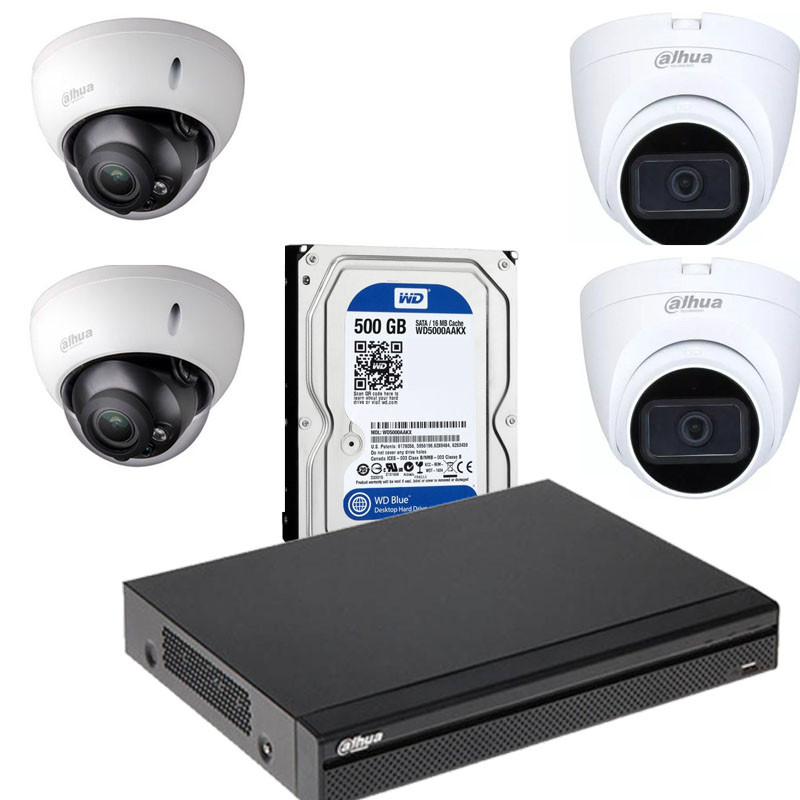 DAHUA 4 Caméra De Surveillance 2MP FHD + DVR 4 Channel + Disque