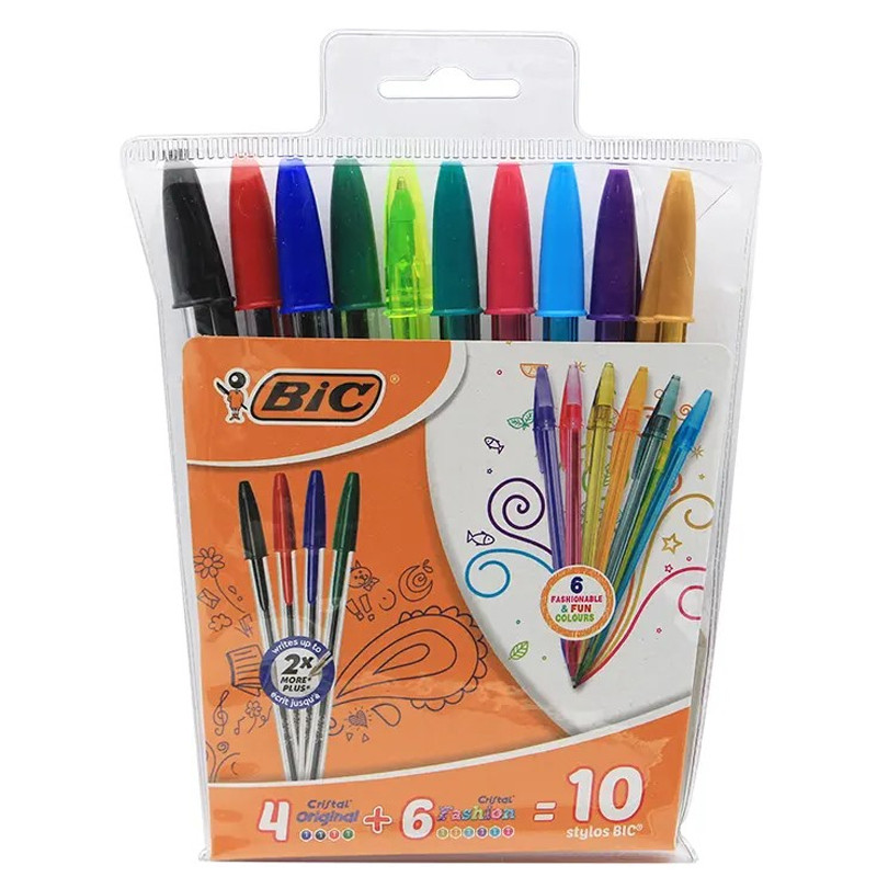 Bic de 10 Stylos Bic 6 Fashion 1.2mm + 4 1.0mm Assorties
