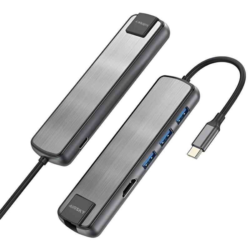 AIRSKY Airsky 6En1 Type-C Vers HDMI + USB A + USB-C + RJ45